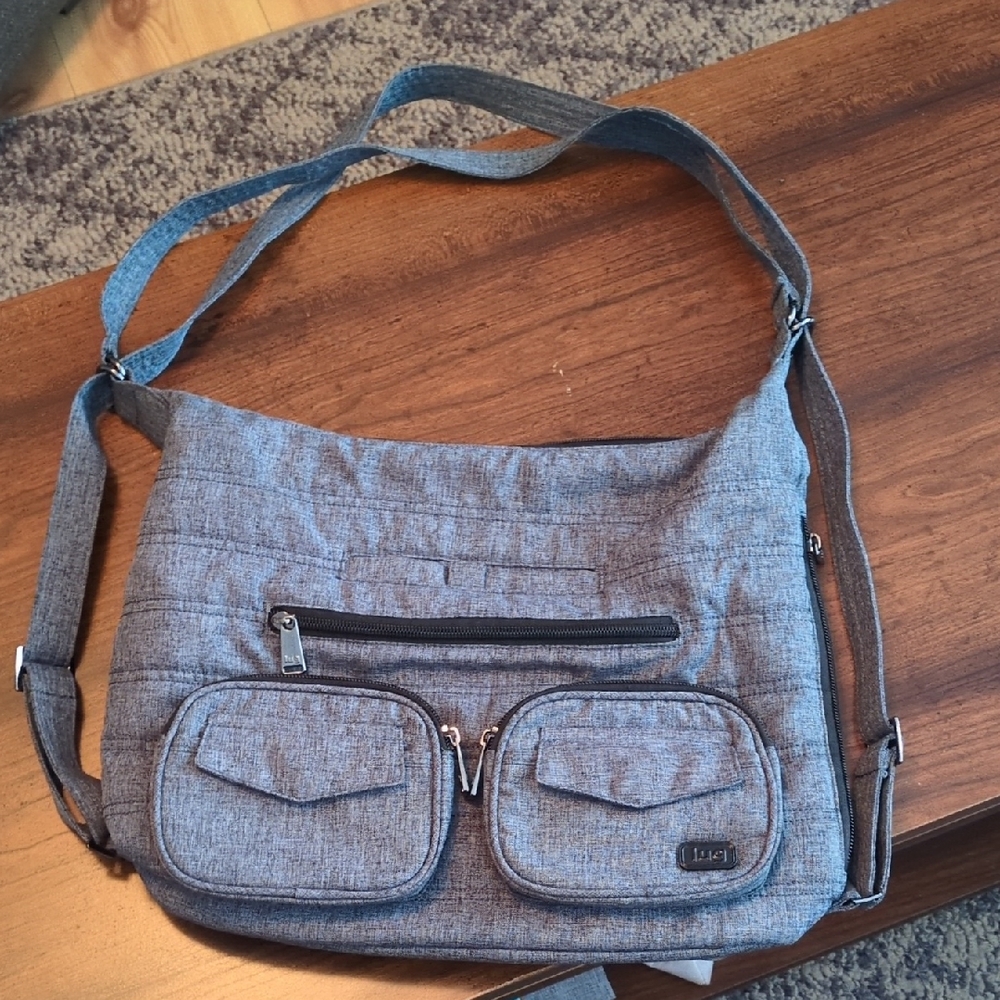 Lug Quilted Charcoal Gray Crossbody Bag Converts To Backpack
